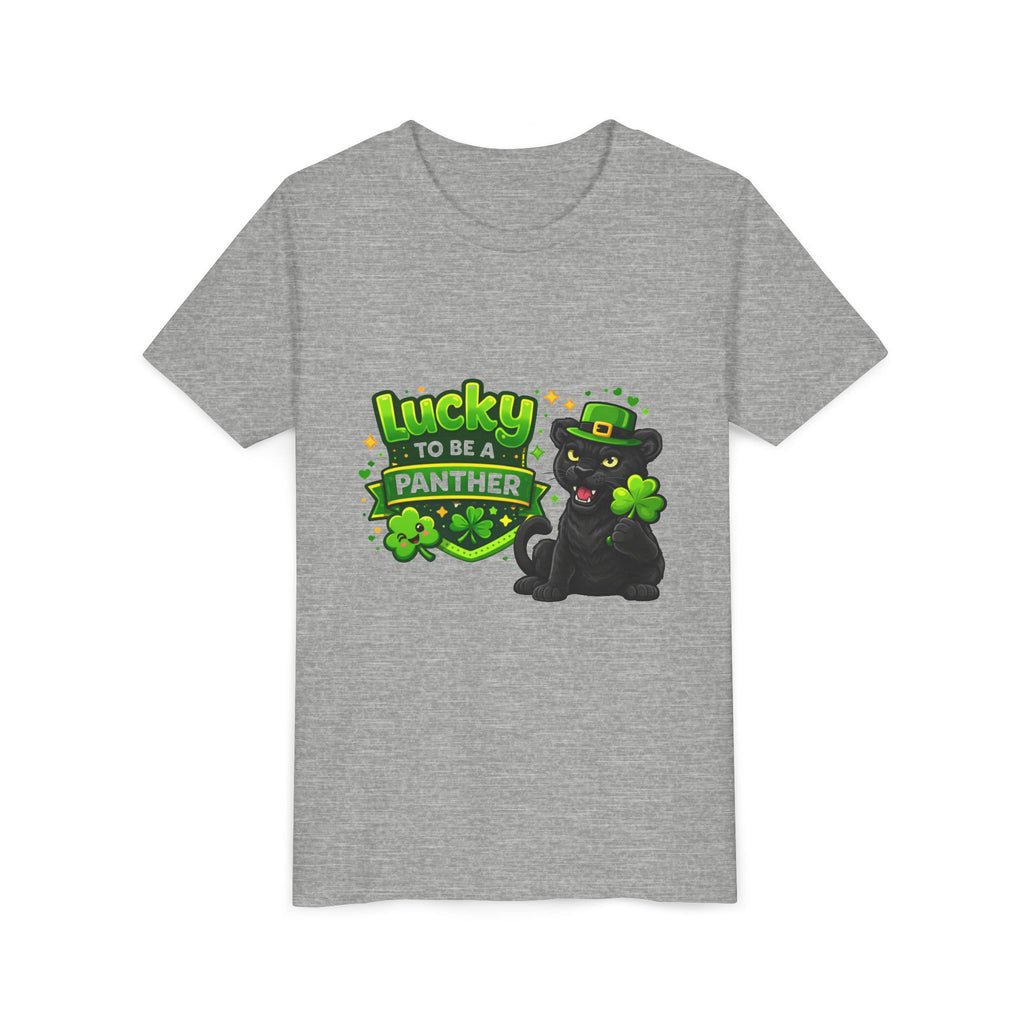 Youth Tee — "Lucky to Be a Panther" St. Patrick's Day Shamrock Tee