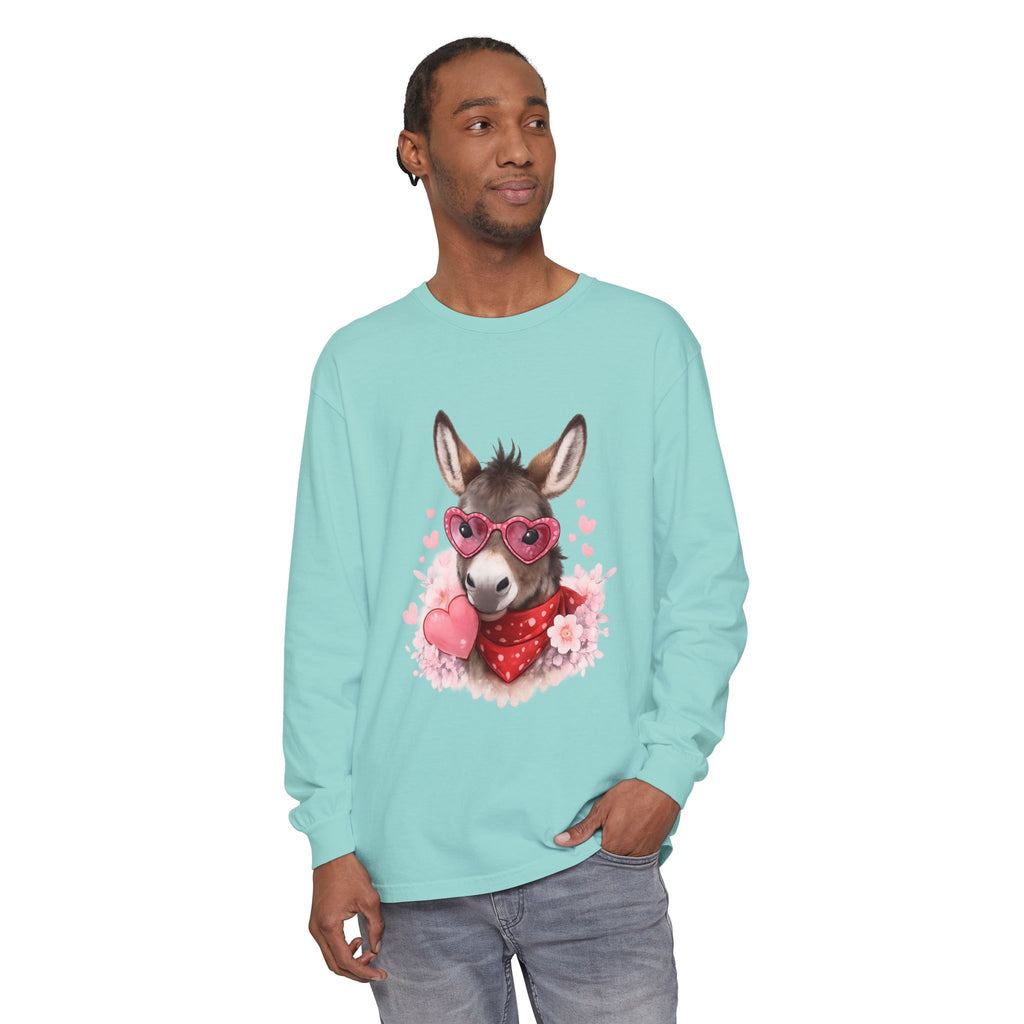 Donkey with Heart Sunglasses Long Sleeve Tee
