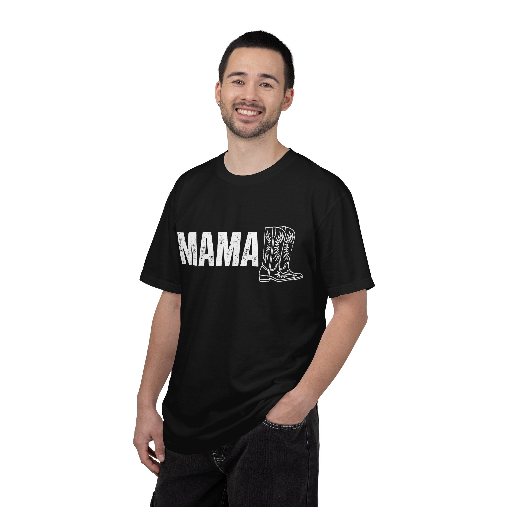Mama Cowboy Boots T-Shirt — Rustic Western Mom Graphic Tee