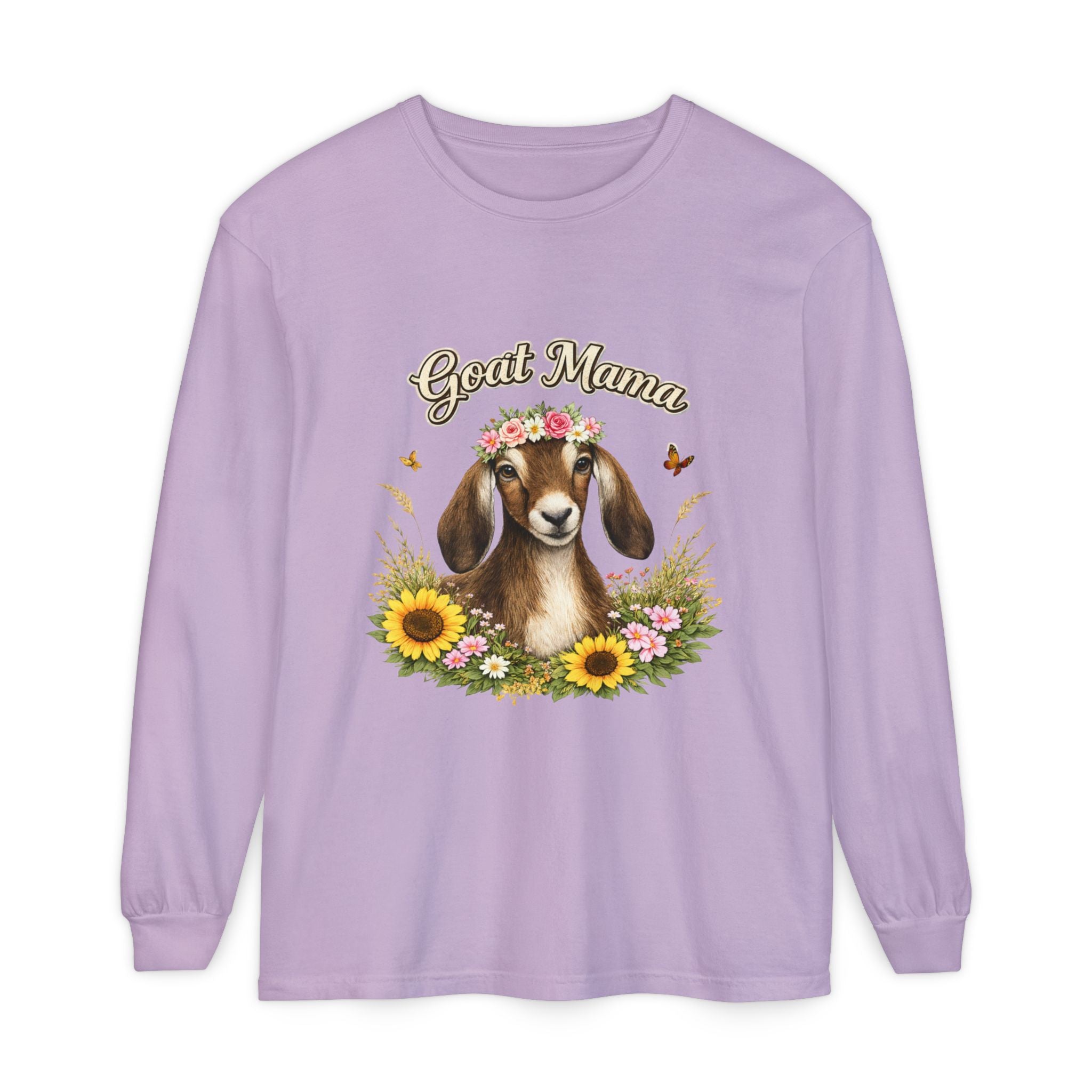 Goat Mama Long Sleeve Shirt — Floral Goat Mom Tee