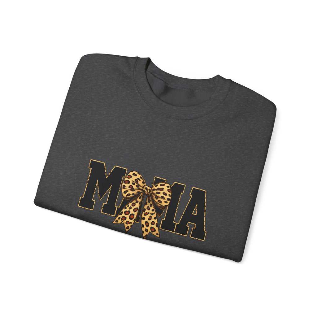 Mama Leopard Bow Crewneck Sweatshirt