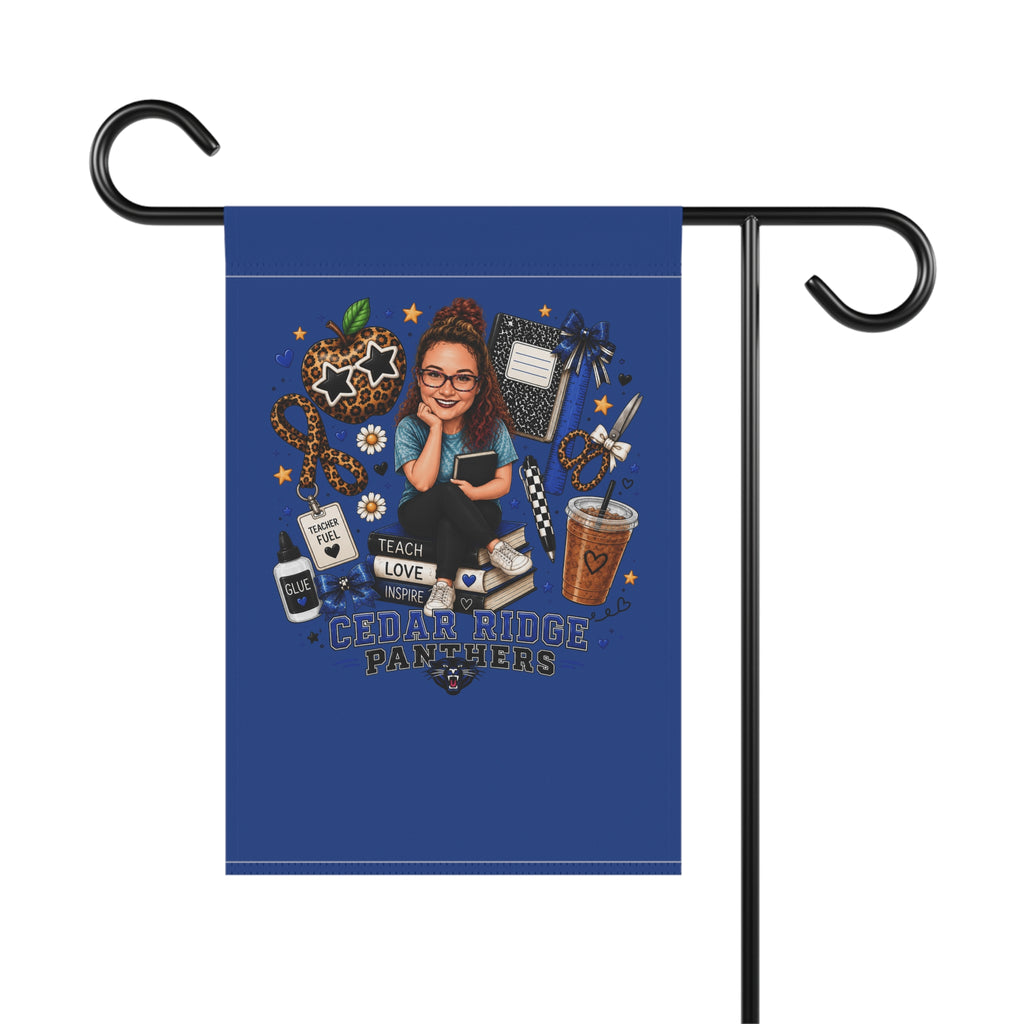 Teacher Garden Flag — Cedar Ridge Panthers Floral School Spirit Banner