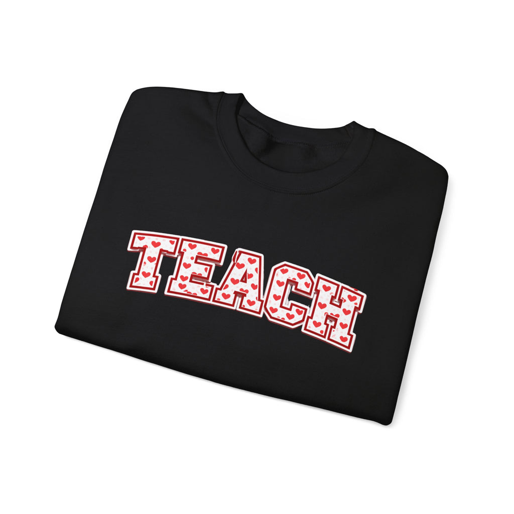 Teach Floral Crewneck Sweatshirt — 'TEACH' Pink Floral Teacher Pullover