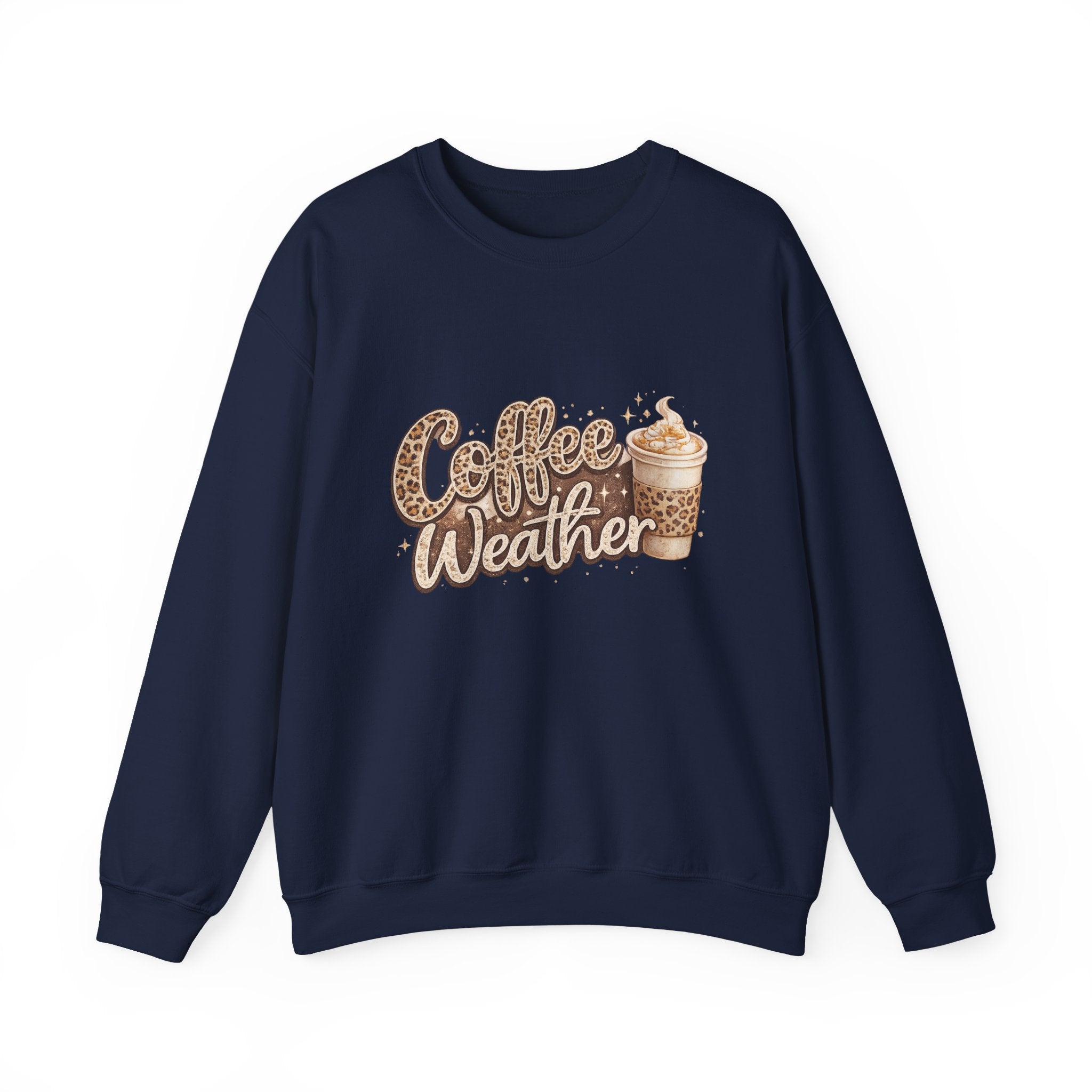 Coffee Weather Sweatshirt – Cozy Leopard Print Coffee Cup Crewneck