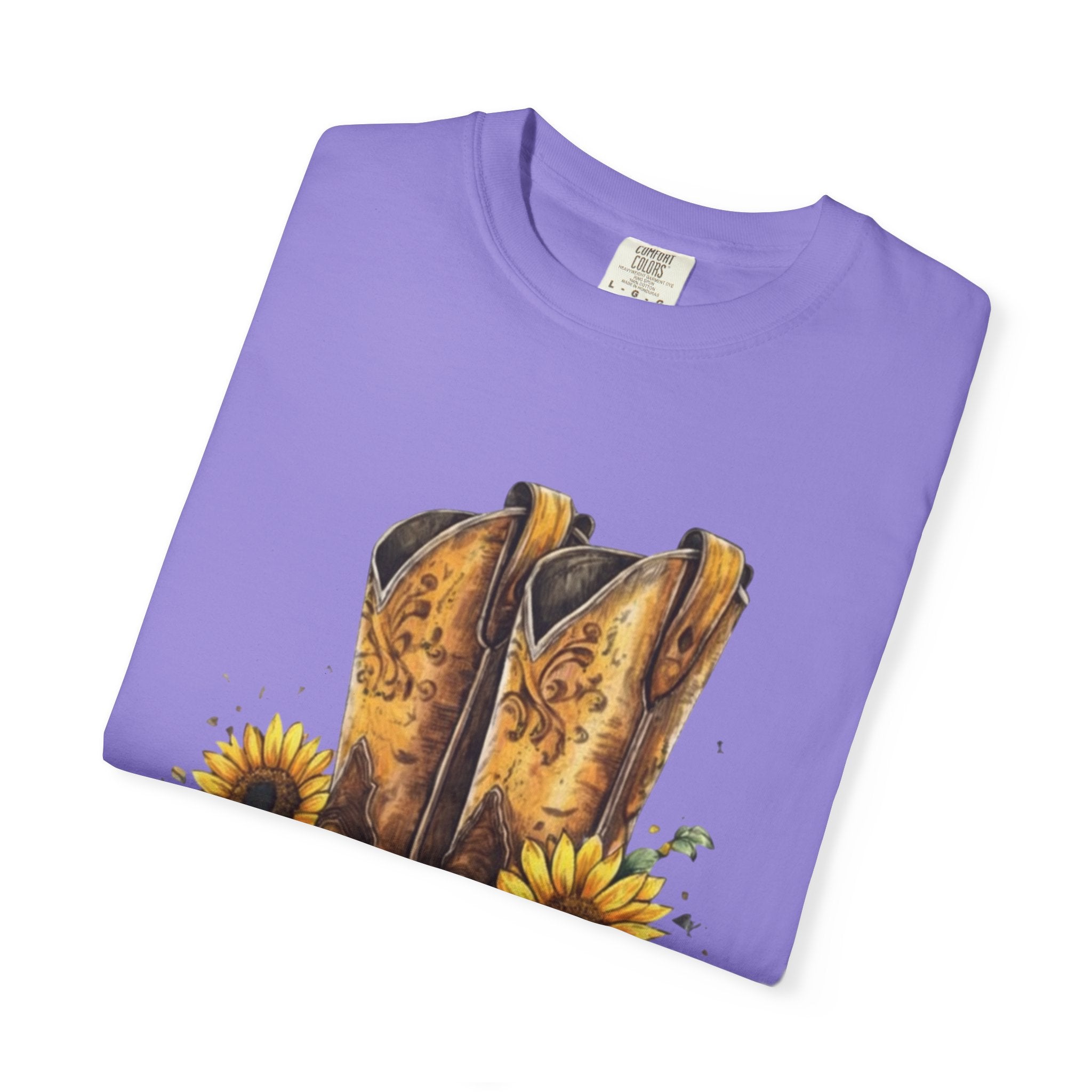 Cowgirl Boots & Sunflowers T-Shirt — Western Floral Graphic Tee