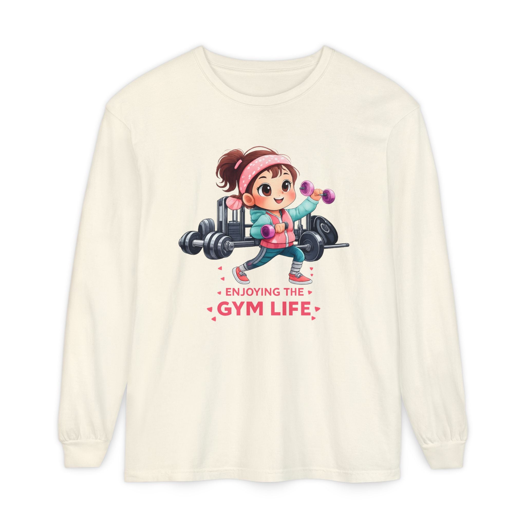 Gym Life Long Sleeve Tee — Cute Girl Weightlifting Fitness Shirt