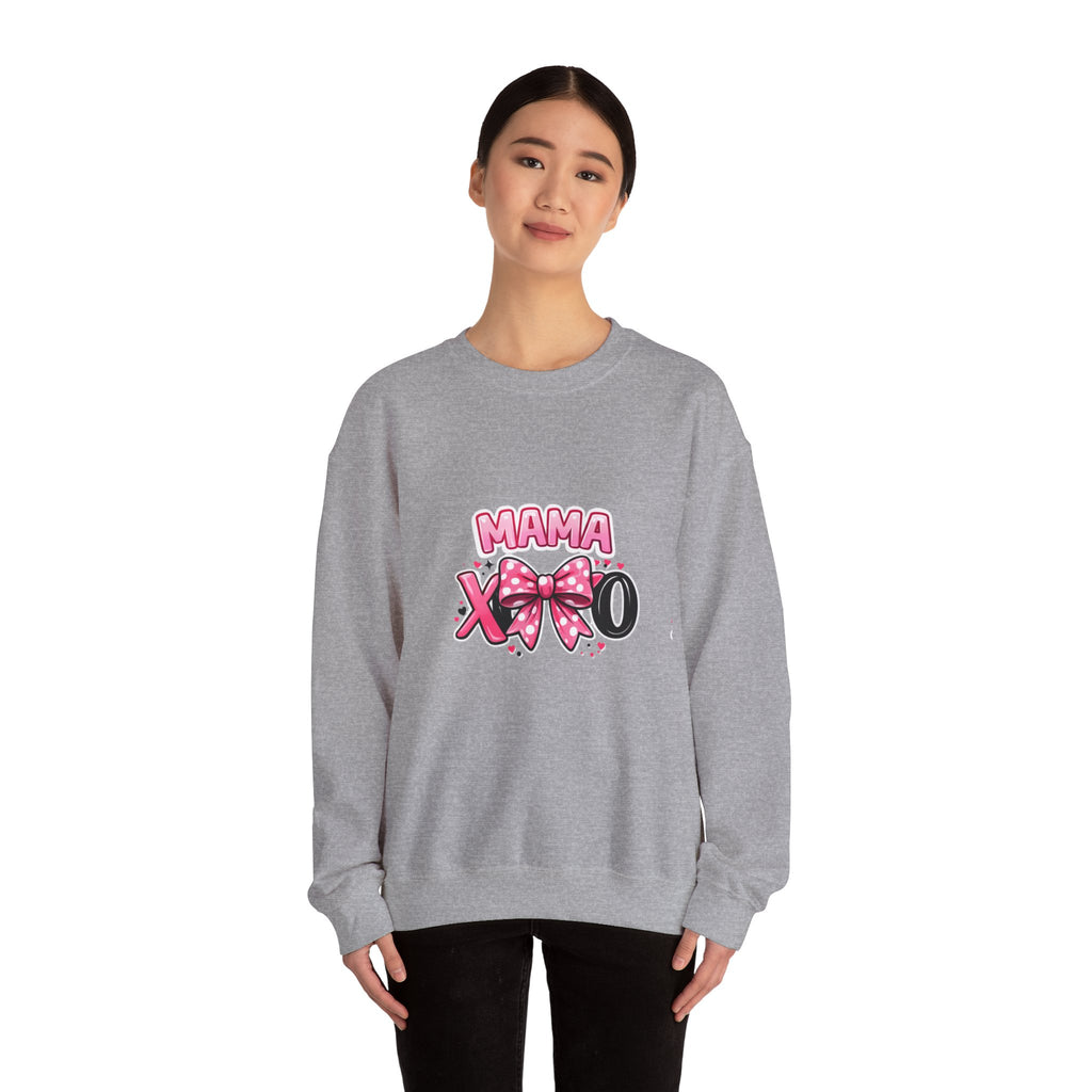 Mama XOXO Crewneck Sweatshirt – Cute Pink Bow Mother's Day Sweatshirt