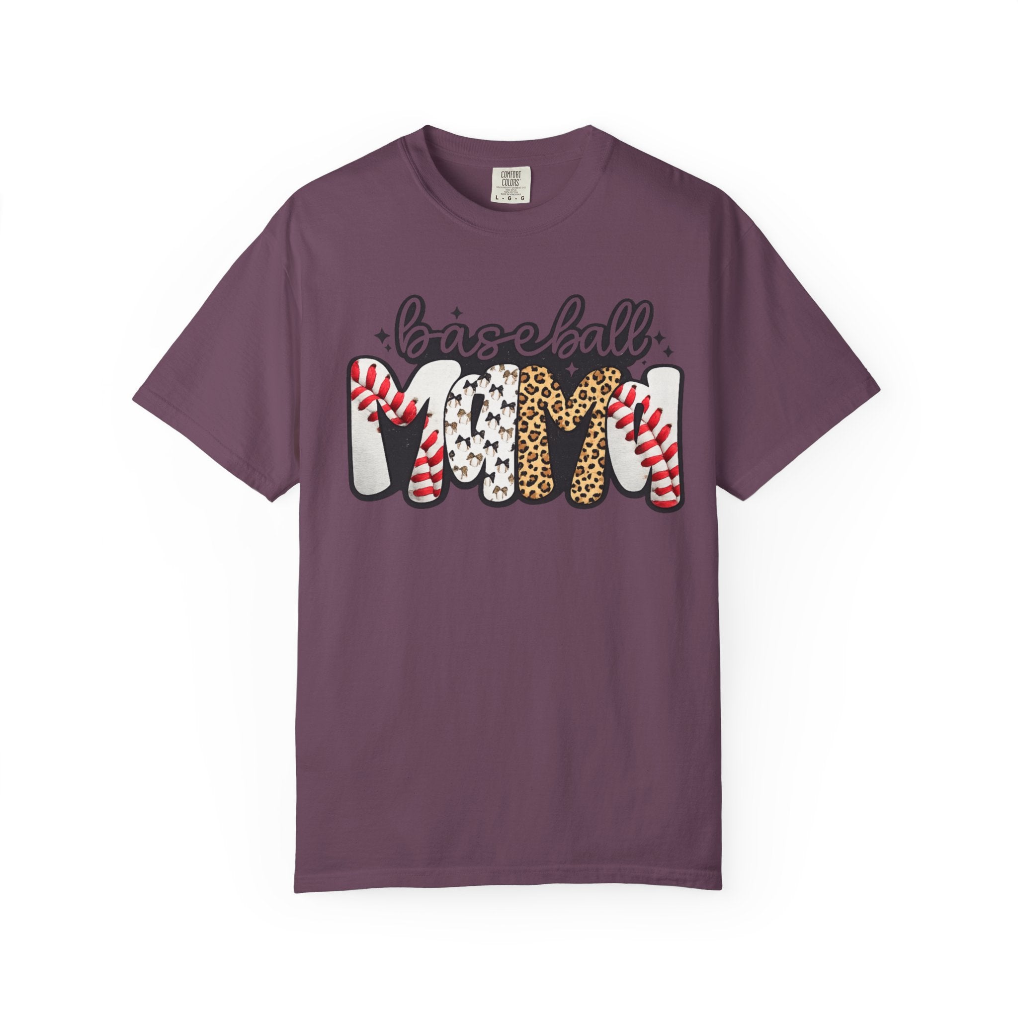Baseball Mom T-Shirt — Leopard & Stitch Pattern Sports Tee