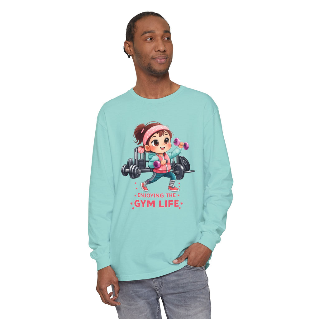 Gym Life Long Sleeve Tee — Cute Girl Weightlifting Fitness Shirt