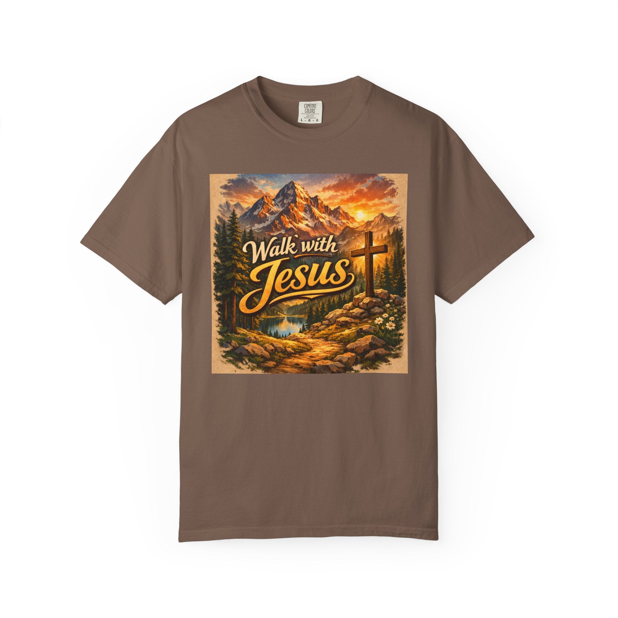 Walk with Jesus T-Shirt — Christian Faith Mountain Cross Tee