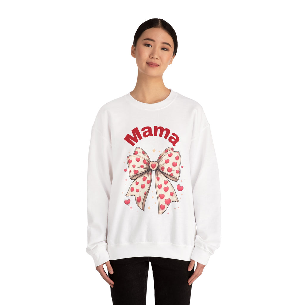 Mama Heart Bow Sweatshirt – Cute Valentine’s Day Mom Crewneck