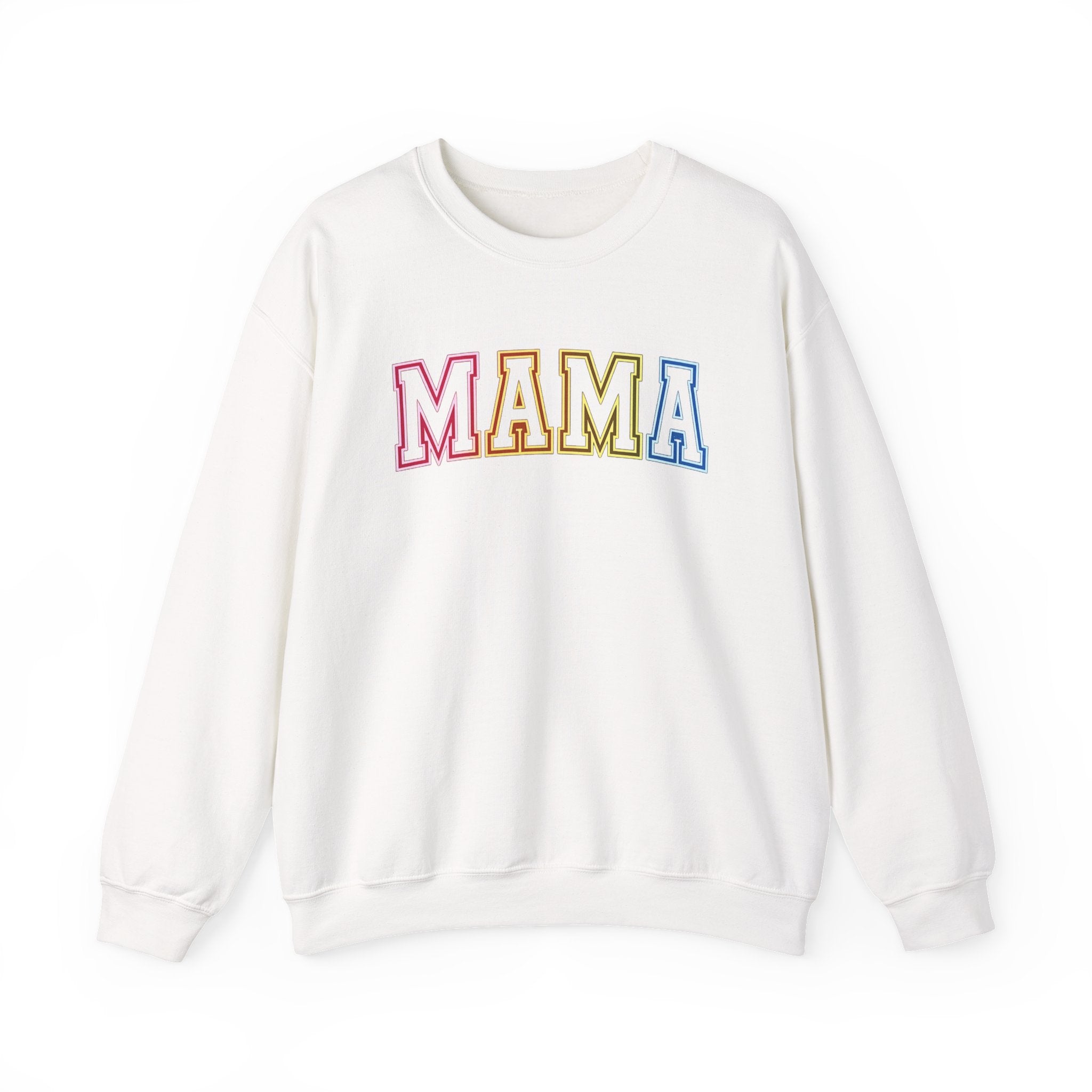 Mama Rainbow Crewneck Sweatshirt — Retro Colorblock "MAMA" Motherhood Pullover