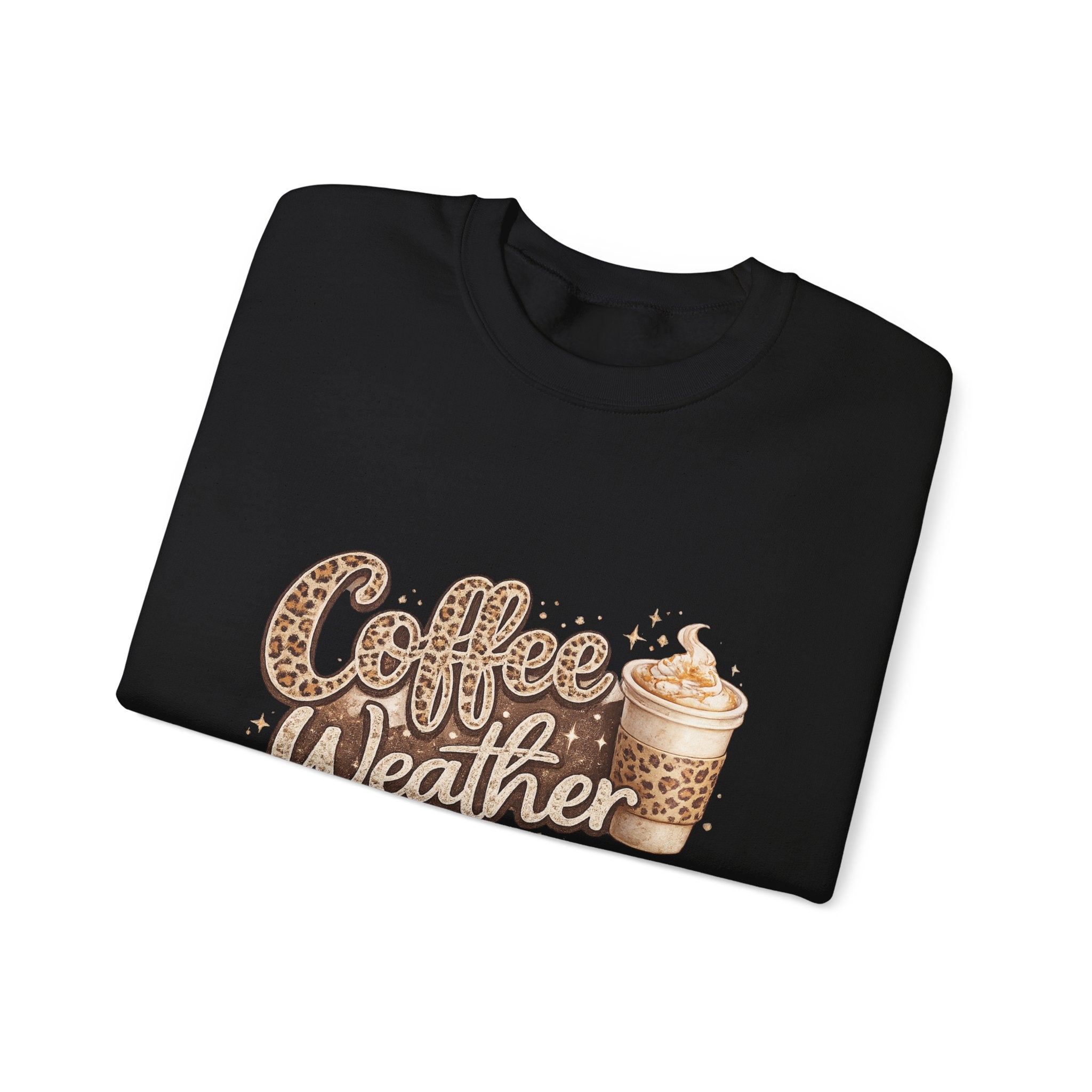 Coffee Weather Sweatshirt – Cozy Leopard Print Coffee Cup Crewneck