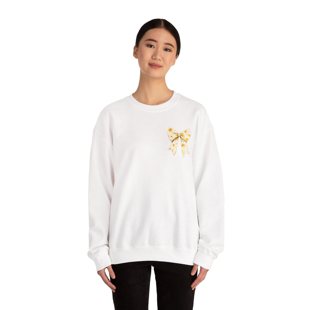 Crewneck Sweatshirt — “God Says You Are” Inspirational Bow Graphic