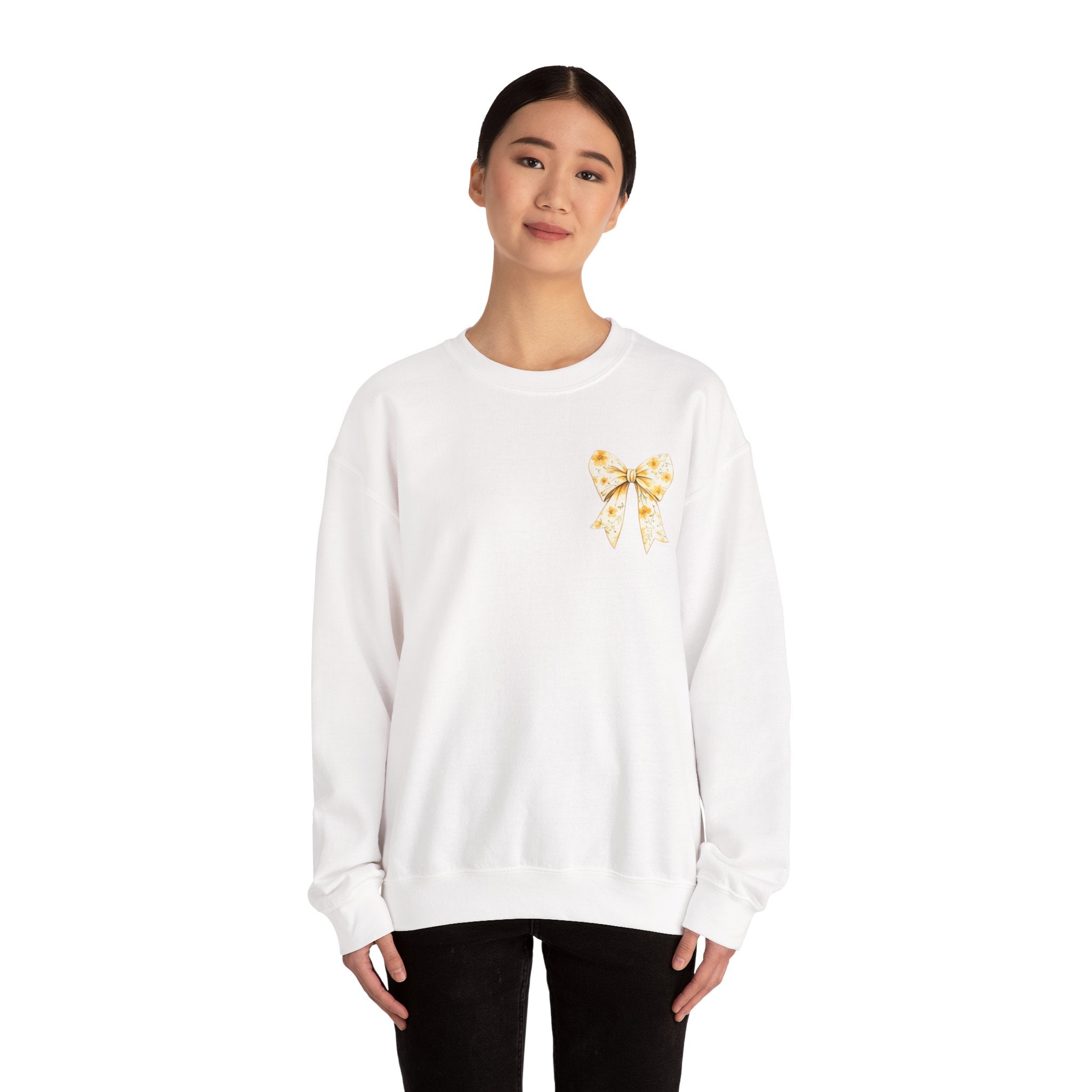 Crewneck Sweatshirt — “God Says You Are” Inspirational Bow Graphic