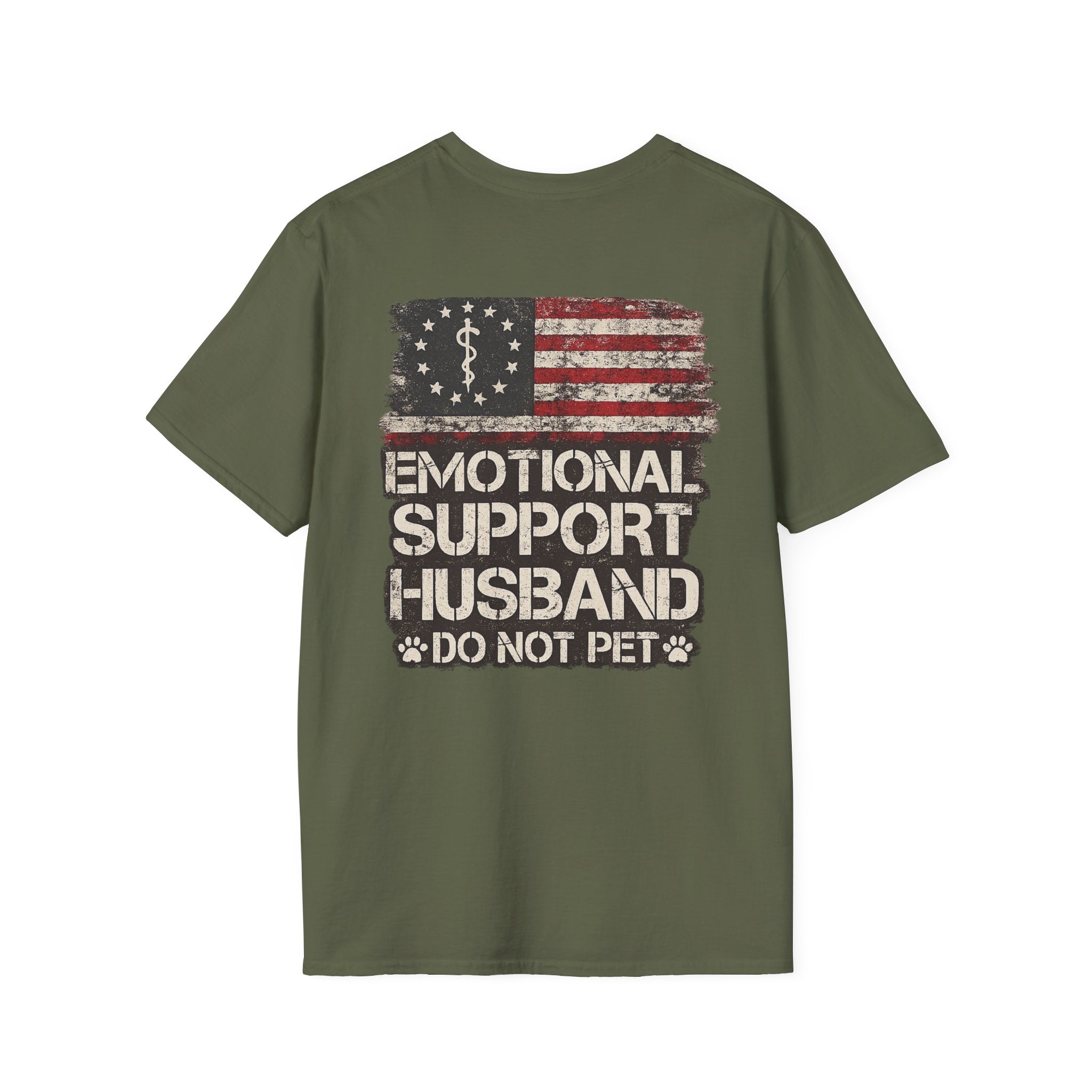 Emotional Support Husband T-Shirt — Patriotic "Do Not Pet" Graphic Tee
