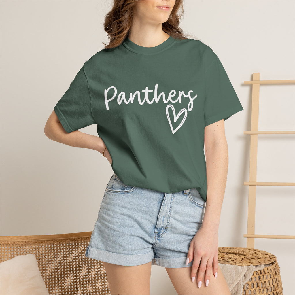 Panthers Heart T-Shirt — Cute Script School Spirit Tee