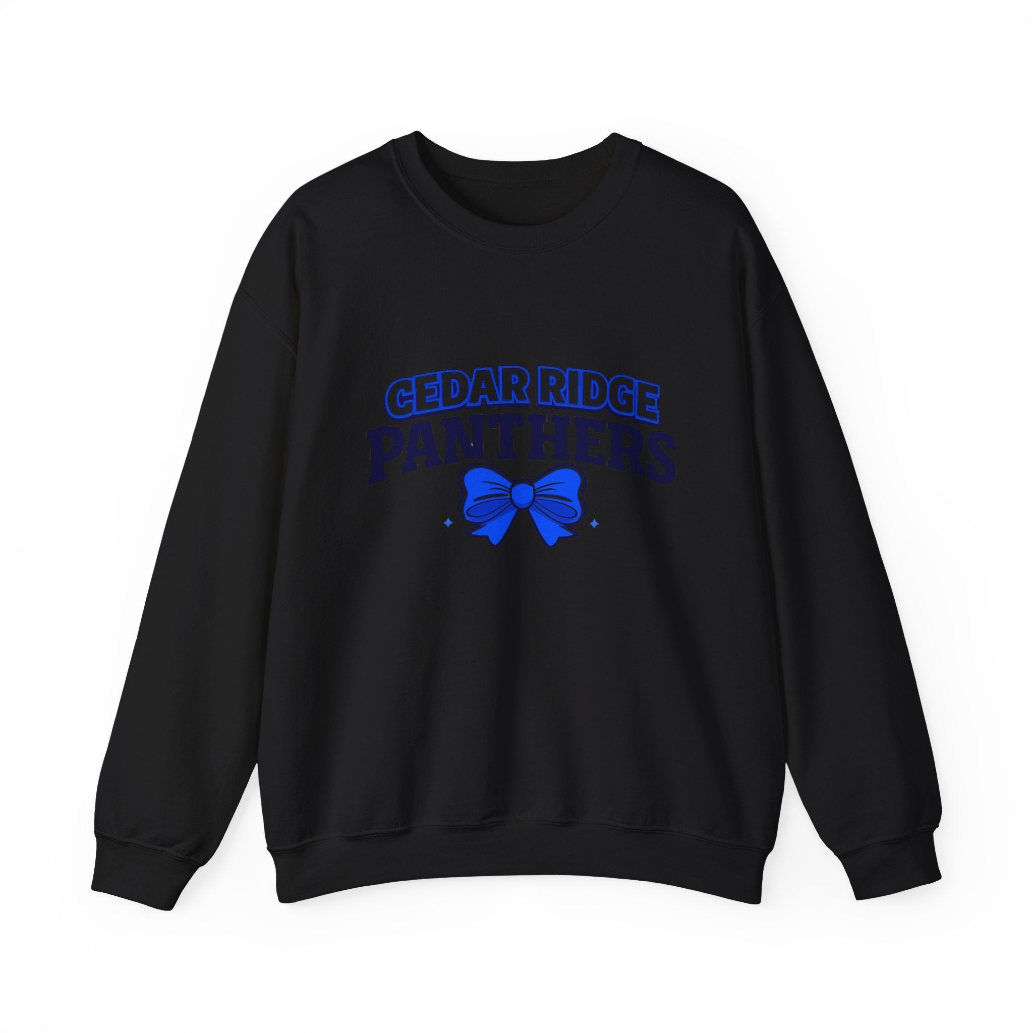 Panthers Crewneck Sweatshirt — Cedar Ridge Panthers Blue Bow School Spirit