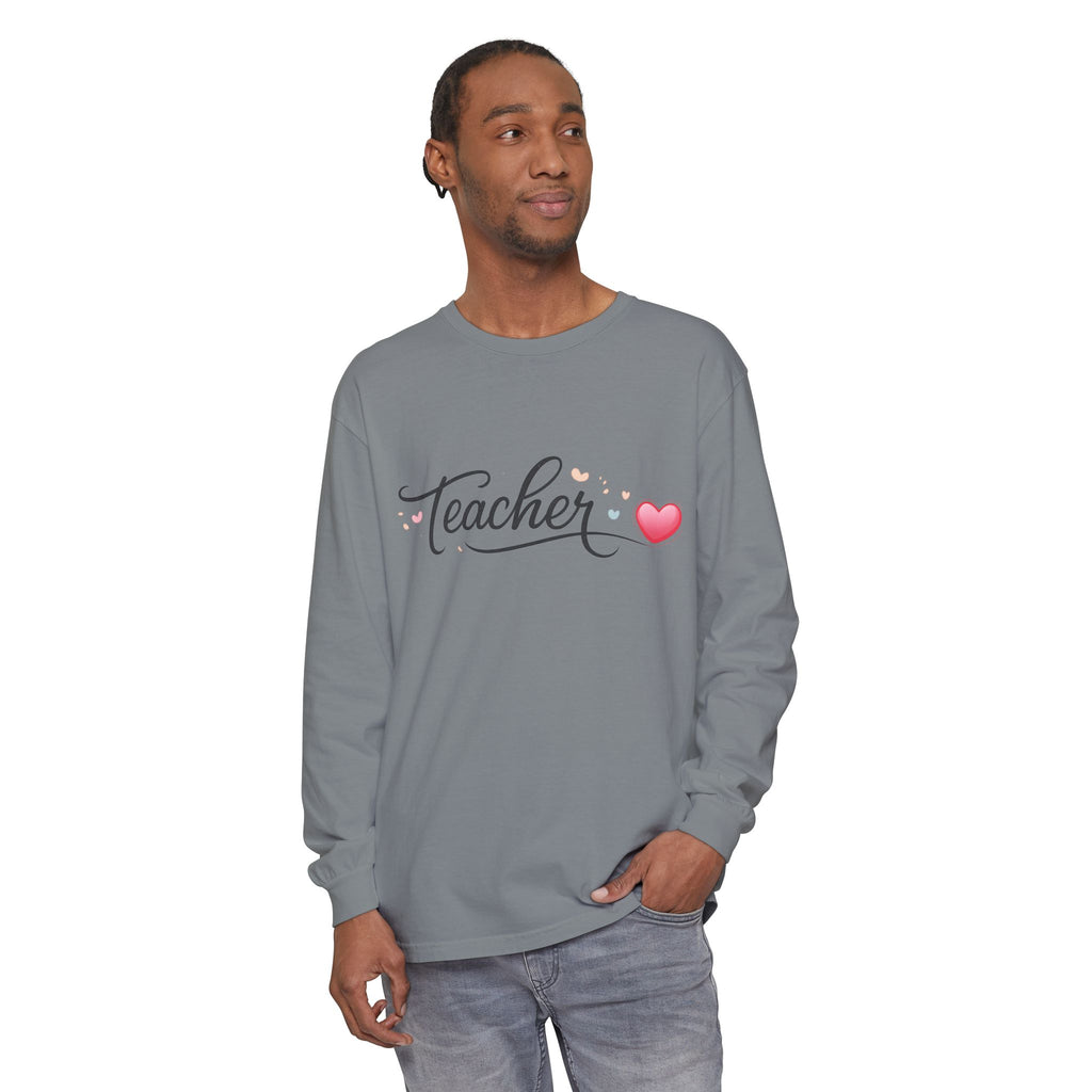 Teacher Long Sleeve T-Shirt — Minimal Script Teacher Tee, Back-to-School Gift