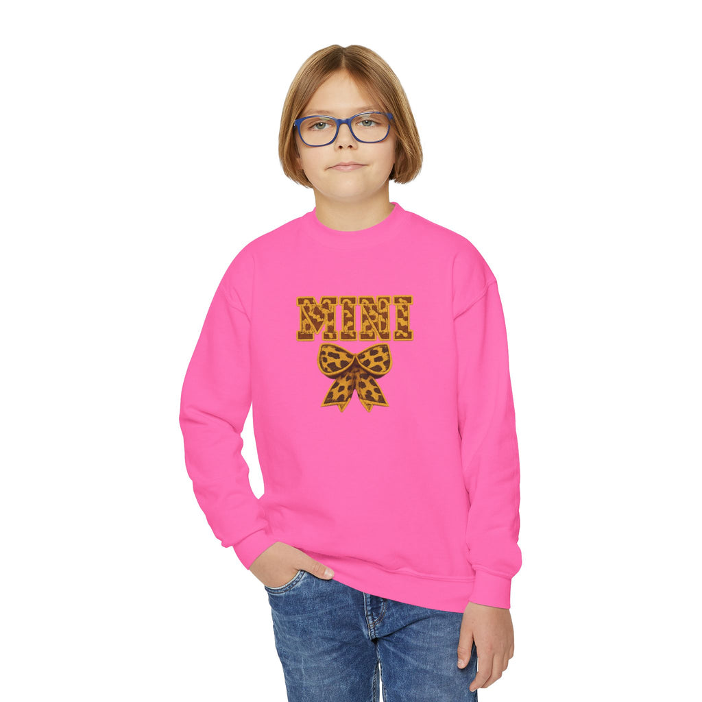Youth Crewneck Sweatshirt - Leopard 'Mimi' Graphic with Bow