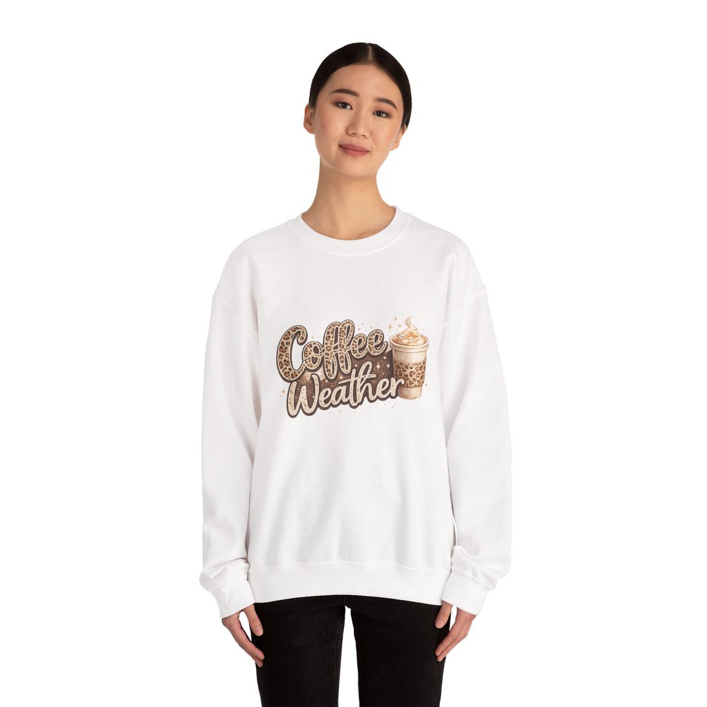 Coffee Weather Sweatshirt – Cozy Leopard Print Coffee Cup Crewneck