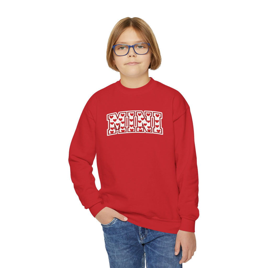 Youth Crewneck Sweatshirt — 'Meme' Heart Pattern Kids Pullover