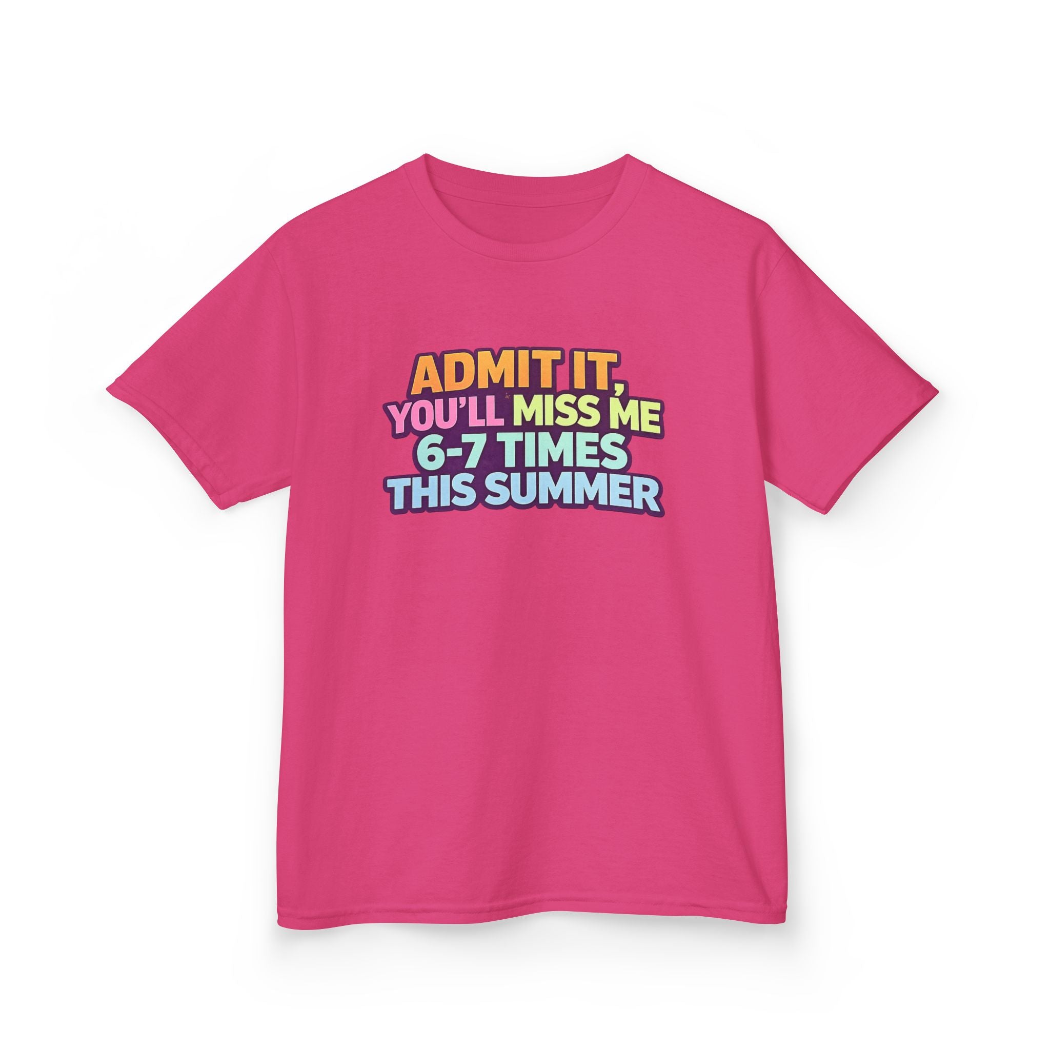 Kids Tee - "Admit It You'll Miss Me 6-7 Times This Summer" Retro Rainbow Graphic