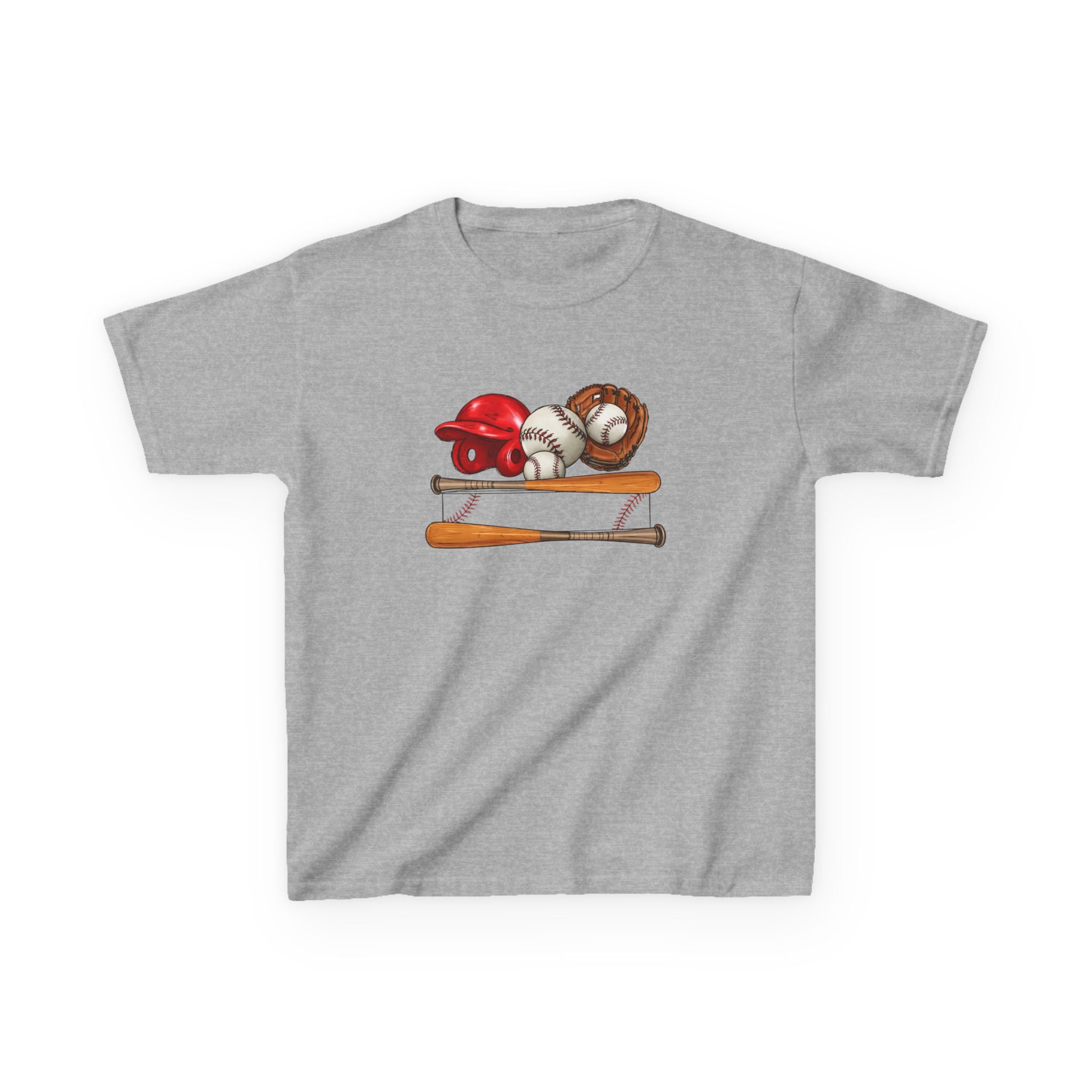 Kids Baseball Gear Tee — Helmet, Glove & Bats Youth T-Shirt
